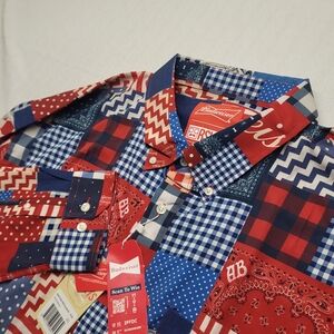 RSVLTS Button Down Shirt Mens 3XL Red Budweiser Kunuflex Performance USA Beer